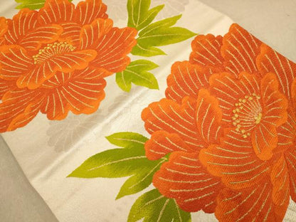 平和屋着物◎六通柄袋帯　唐織　草花文　金銀糸　やまとオリジナル　正絹　逸品　AABB9133dt