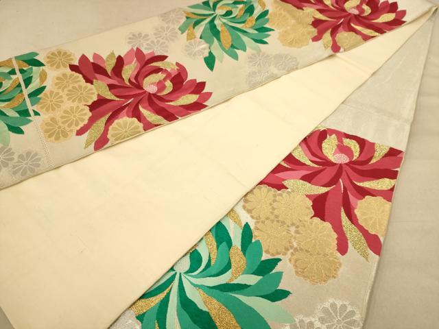 平和屋着物◎六通柄袋帯 唐織 草花文 金銀糸 正絹 逸品 AABB9156dt