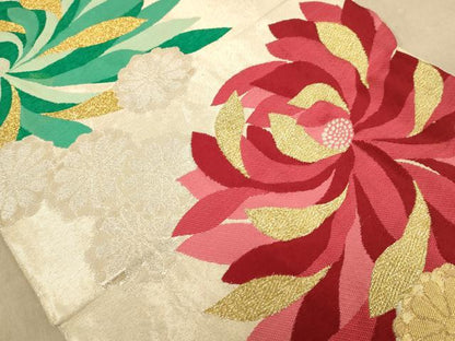 平和屋着物◎六通柄袋帯 唐織 草花文 金銀糸 正絹 逸品 AABB9156dt