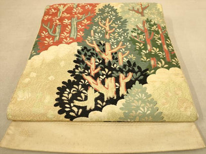 平和屋着物◎六通柄　本袋帯　唐織　樹林文　金糸　正絹　逸品　AABB9158dt