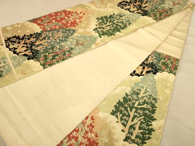 平和屋着物◎六通柄　本袋帯　唐織　樹林文　金糸　正絹　逸品　AABB9158dt