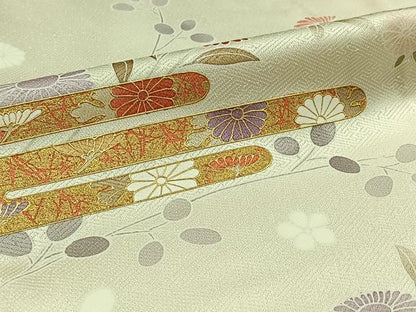 平和屋着物▽訪問着　単衣　草花文　金彩　正絹　逸品　AABB9201jh