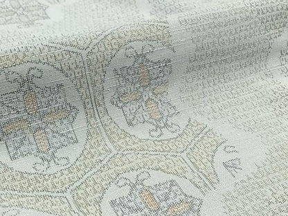 平和屋着物▽上質な紬　単衣　110亀甲　亀甲花文　正絹　逸品　AABB9205jh