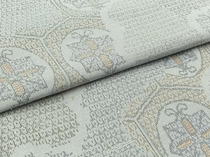 平和屋着物▽上質な紬　単衣　110亀甲　亀甲花文　正絹　逸品　AABB9205jh