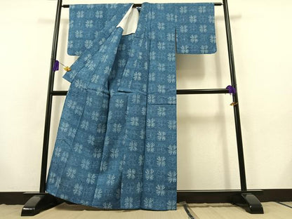 平和屋着物▽上質な紬 単衣 花尽くし文 正絹 逸品 AABB9206jh