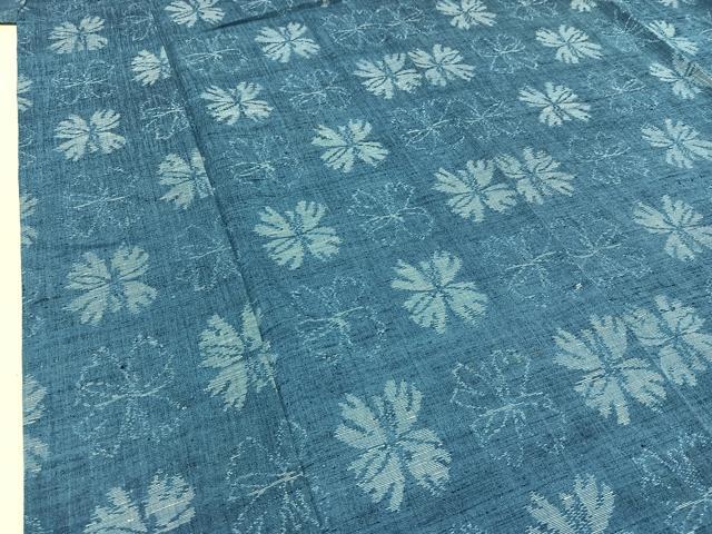 平和屋着物▽上質な紬 単衣 花尽くし文 正絹 逸品 AABB9206jh