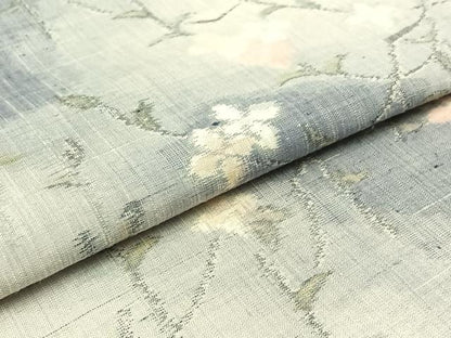 平和屋着物▽上質な紬 単衣 枝花文 正絹 逸品 AABB9207jh