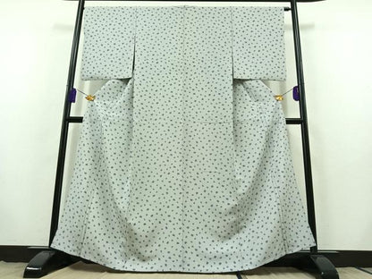 平和屋着物▽上質な小紋 単衣 文字文 正絹 逸品 AABB9208jh