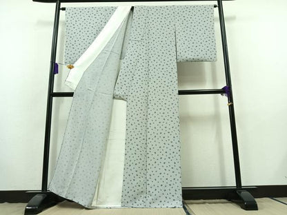 平和屋着物▽上質な小紋 単衣 文字文 正絹 逸品 AABB9208jh