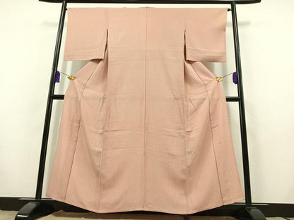 平和屋着物▽上質な小紋 単衣 縞 正絹 逸品 AABB9211jh