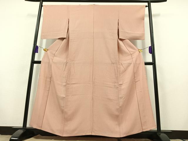 平和屋着物▽上質な小紋 単衣 縞 正絹 逸品 AABB9211jh