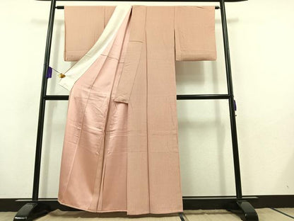 平和屋着物▽上質な小紋 単衣 縞 正絹 逸品 AABB9211jh