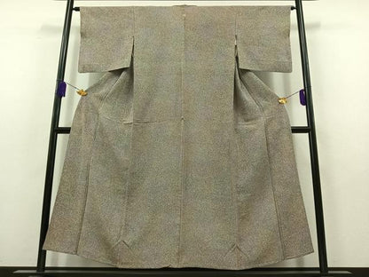 平和屋着物▽上質な小紋　単衣　霞文　鬼しぼ縮緬　正絹　逸品　AABB9212jh
