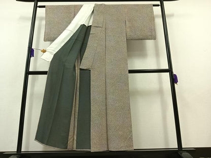 平和屋着物▽上質な小紋　単衣　霞文　鬼しぼ縮緬　正絹　逸品　AABB9212jh