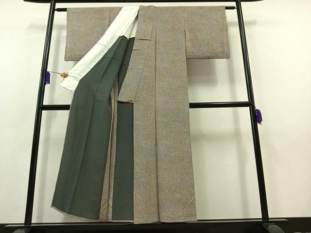 平和屋着物▽上質な小紋　単衣　霞文　鬼しぼ縮緬　正絹　逸品　AABB9212jh