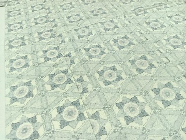 平和屋着物▽上質な紬 単衣 亀甲花文 正絹 逸品 AABB9213jh