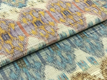 平和屋着物▽上質な紬 単衣 亀甲花文 正絹 逸品 AABB9215jh