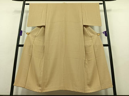 平和屋着物▽上質な小紋 単衣 縞 浅黄色 正絹 逸品 AABB9216jh
