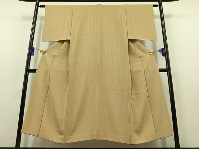 平和屋着物▽上質な小紋 単衣 縞 浅黄色 正絹 逸品 AABB9216jh