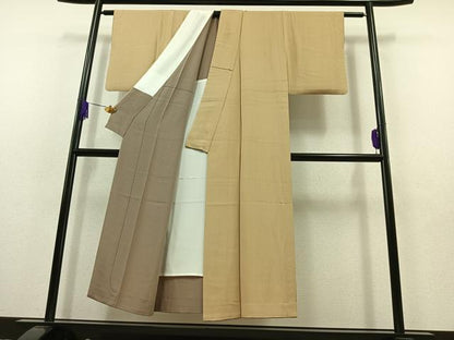 平和屋着物▽上質な小紋 単衣 縞 浅黄色 正絹 逸品 AABB9216jh