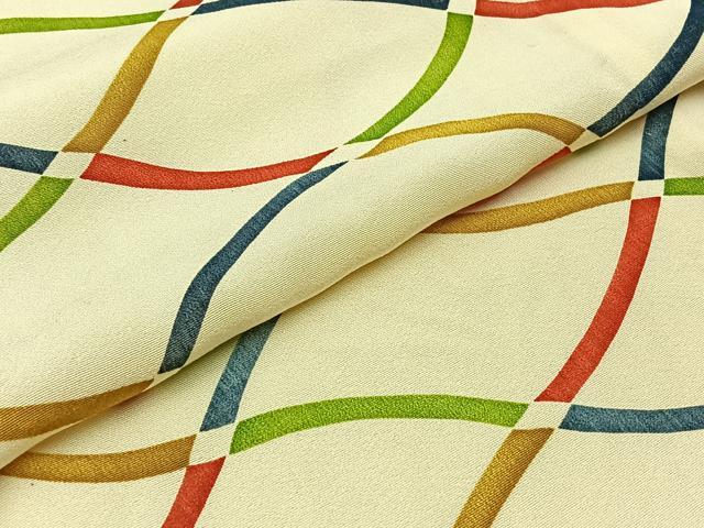 平和屋着物▽上質な小紋 単衣 網目文様 正絹 逸品 AABB9219jh