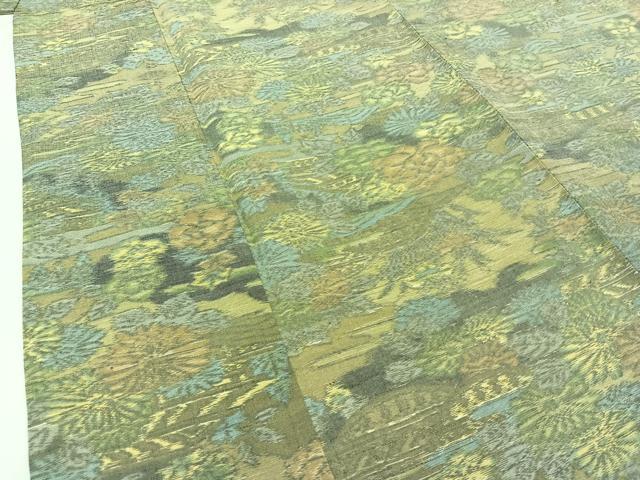 平和屋着物▽上質な紬　単衣　風景文　正絹　逸品　AABB9220jh