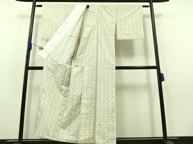 平和屋着物▽本場大島紬 白大島 単衣 9マルキ 花菱文 正絹 逸品 AABB9223jh