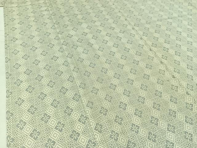 平和屋着物▽本場大島紬 白大島 単衣 9マルキ 花菱文 正絹 逸品 AABB9223jh