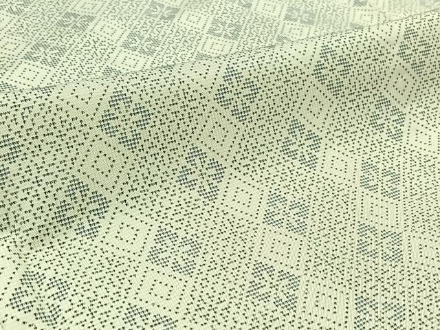 平和屋着物▽本場大島紬 白大島 単衣 9マルキ 花菱文 正絹 逸品 AABB9223jh
