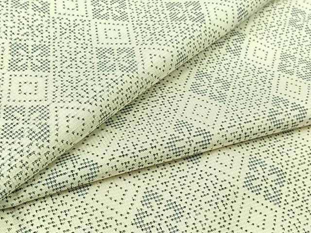 平和屋着物▽本場大島紬 白大島 単衣 9マルキ 花菱文 正絹 逸品 AABB9223jh