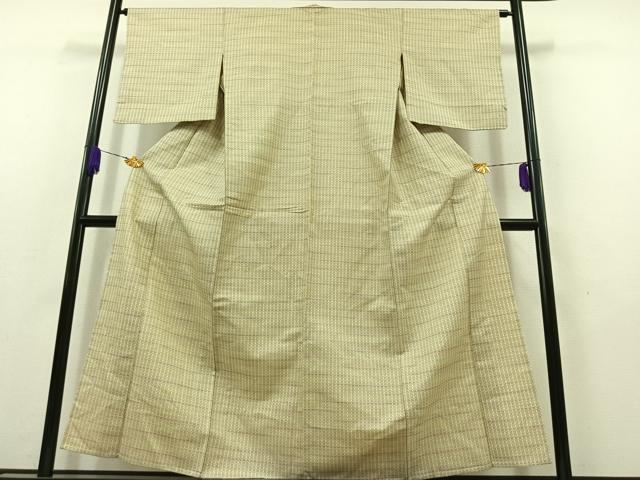 平和屋着物▽紬 単衣 幾何学文様 AABB9227jh
