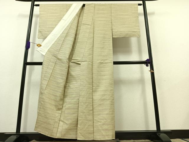 平和屋着物▽紬 単衣 幾何学文様 AABB9227jh