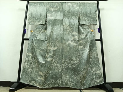 平和屋着物▽上質な小紋　単衣　立波花文　正絹　逸品　AABB9229jh