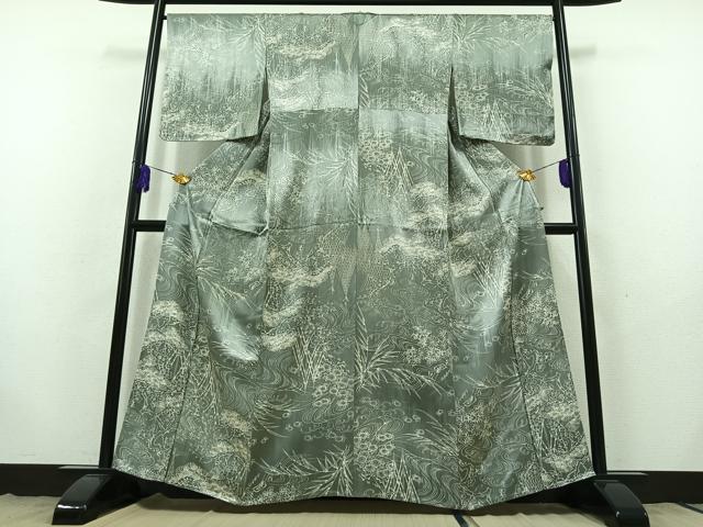 平和屋着物▽上質な小紋　単衣　立波花文　正絹　逸品　AABB9229jh