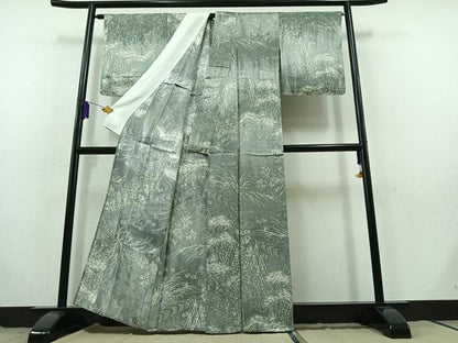 平和屋着物▽上質な小紋　単衣　立波花文　正絹　逸品　AABB9229jh