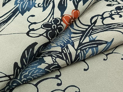 平和屋着物▽訪問着 単衣 藍 型染め 流水花文 正絹 逸品 AABB9230jh