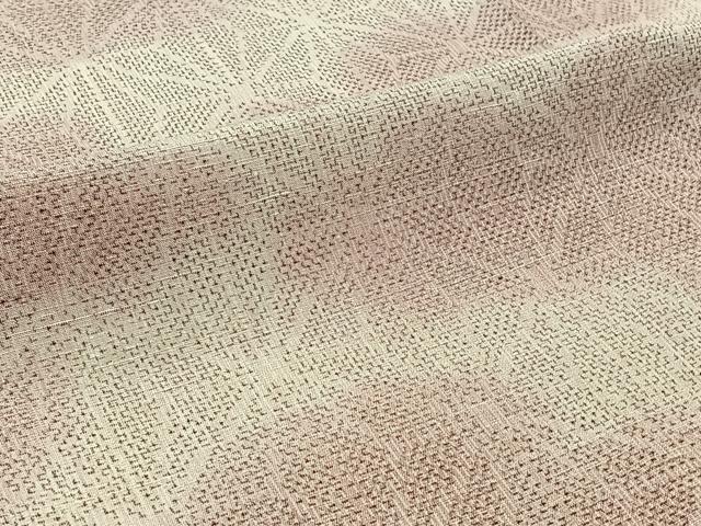 平和屋着物▽上質な紬　単衣　麻の葉文様　正絹　逸品　AABB9231jh