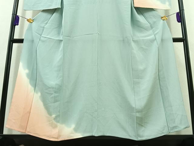 平和屋着物▽訪問着 単衣 雪輪文 暈し染め 鬼しぼ縮緬 正絹 逸品 AABB9233jh
