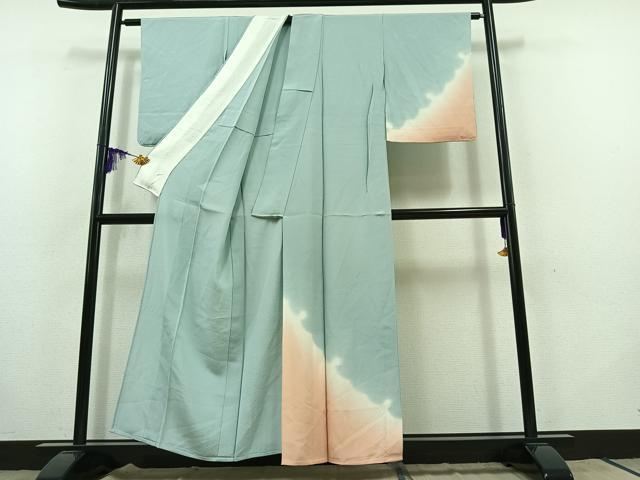 平和屋着物▽訪問着 単衣 雪輪文 暈し染め 鬼しぼ縮緬 正絹 逸品 AABB9233jh