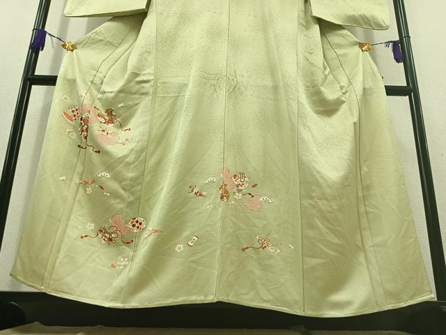 平和屋着物▽訪問着 単衣 駒刺繍 宝尽くし花文 金糸 金彩 正絹 逸品 AABB9234jh