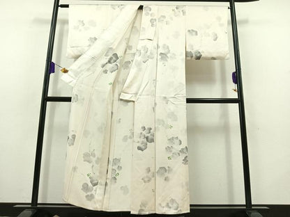 平和屋着物▽上質な小紋 単衣 手描き 南天文 正絹 逸品 AABB9236jh