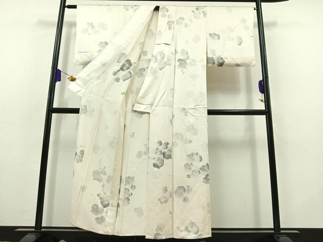 平和屋着物▽上質な小紋 単衣 手描き 南天文 正絹 逸品 AABB9236jh