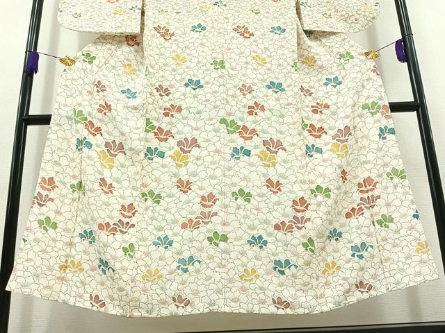 平和屋着物▽訪問着　単衣　花尽くし文　金彩　正絹　逸品　AABB9237jh