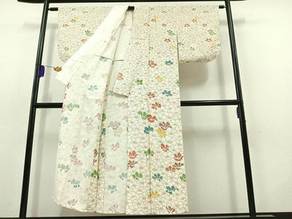平和屋着物▽訪問着　単衣　花尽くし文　金彩　正絹　逸品　AABB9237jh