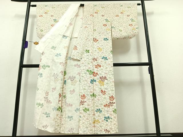 平和屋着物▽訪問着　単衣　花尽くし文　金彩　正絹　逸品　AABB9237jh