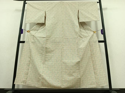平和屋着物▽上質な紬 単衣 縞 正絹 逸品 AABB9238jh