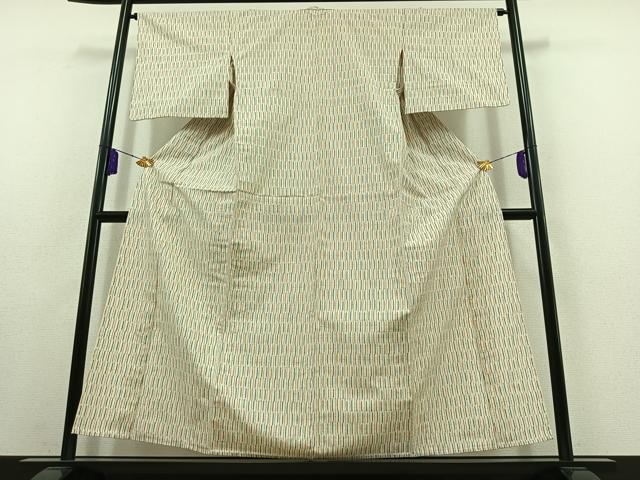 平和屋着物▽上質な紬 単衣 縞 正絹 逸品 AABB9238jh