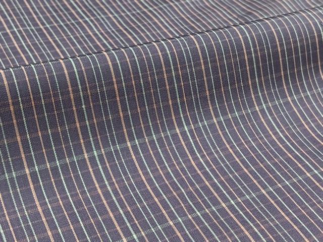 平和屋着物▽上質な紬　単衣　格子　正絹　逸品　AABB9239jh