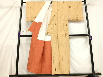 平和屋着物■上質な紬　幾何学文様　正絹　逸品　AABB9362mf