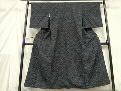 平和屋着物■お召　青海波　正絹　逸品　AABB9471mf